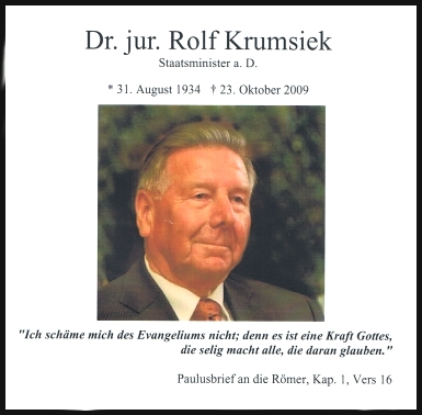 Nachruf fr Dr. jur. Rolf Krumsiek